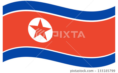 Waving flag of North Korea isolated. Waving flag of North Korea isolated. 133185799