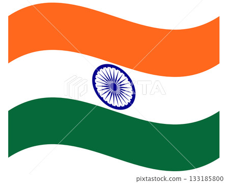 Waving flag of India isolated. Flag of India emoji symbol, wave banner. 133185800