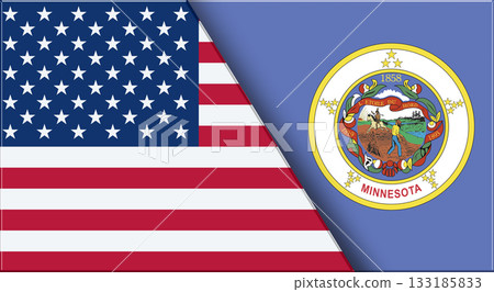 Flags of USA and Minnesota. United States and Minnesota official flags Flags of USA and Minnesota. United States and Minnesota official flags 133185833