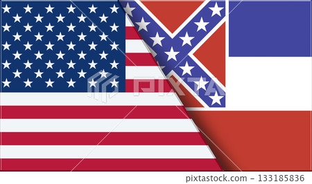 Flags of USA and Mississippi. United States and Mississippi till 2020 official flags Flags of USA and Mississippi. United States and Mississippi till 2020 official flags 133185836