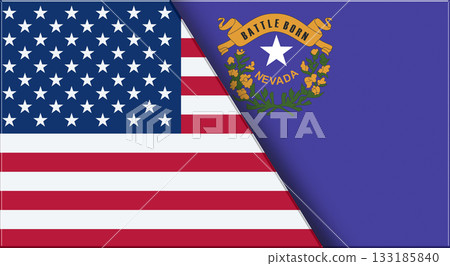 Flags of USA and Nevada. United States and Nevada official flags 133185840