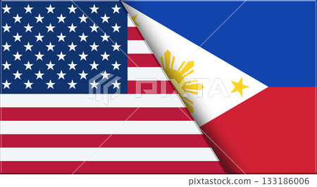 Flags of USA and Philippines. United States and Filipino National flags 133186006