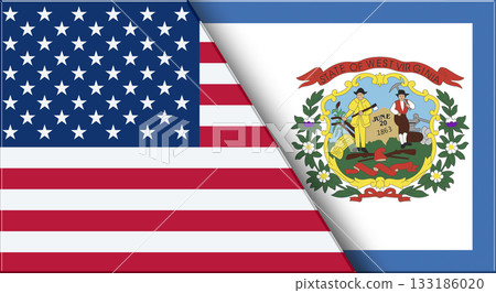 Flags of Alabama and West Virginia. Alabama and West Virginia official flags Flags of Alabama and West Virginia. Alabama and West Virginia official flags 133186020