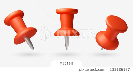 3D red pin set 133186127
