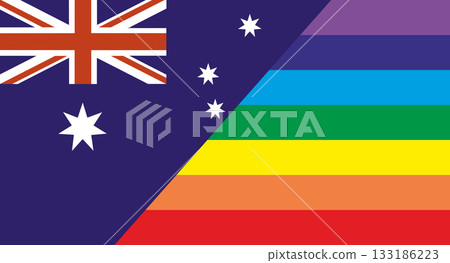 Flag of Australia and LGBT. Two Flags Australia and LGBT Flag of Australia and LGBT. Two Flags Australia and LGBT 133186223