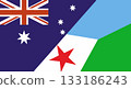 Flag of Australia and Djibouti. Two Flags Together Australian and Djiboutian 133186243