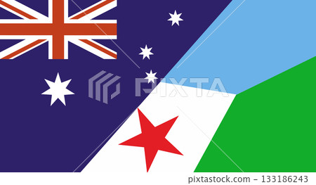 Flag of Australia and Djibouti. Two Flags Together Australian and Djiboutian 133186243