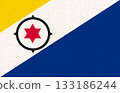 Flag of Bonaire. Bonaire flag on fabric surface. Bonaire national flag 133186244