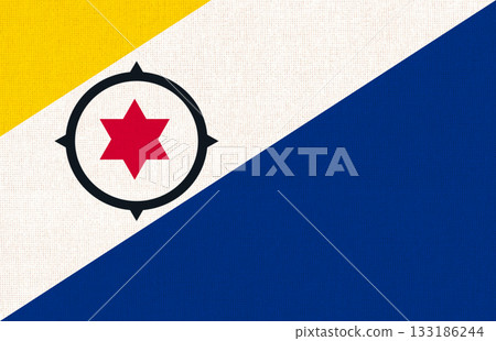 Flag of Bonaire. Bonaire flag on fabric surface. Bonaire national flag 133186244
