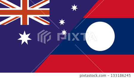 Flag of Australia and Laos. Two Flags Together Australian and Laotian Flag of Australia and Laos. Two Flags Together Australian and Laotian 133186245