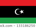 Flag of Libya. Libyan flag on fabric surface. Fabric texture. State of Libya 133186250