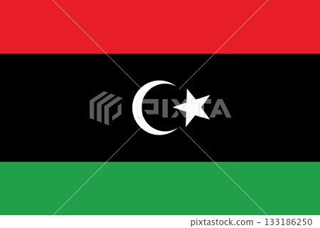 Flag of Libya. Libyan flag on fabric surface. Fabric texture. State of Libya 133186250
