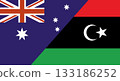 Flag of Australia and Libya. Two Flags Together Australian and Libyan 133186252