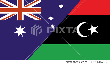 Flag of Australia and Libya. Two Flags Together Australian and Libyan 133186252
