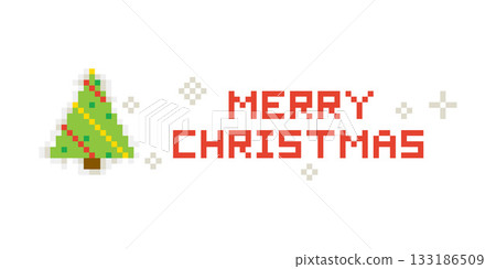 Pixel Merry Christmas Tree Banner Pixel Merry Christmas Tree Banner 133186509