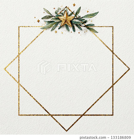 Gold frame and green decoration: elegant and natural background design material Gold frame and green decoration: elegant and natural background design material 133186809