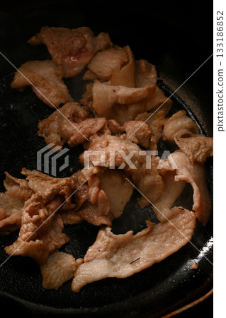 Pork being fried 133186852