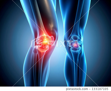 Medical image showing knee pain and joint inflammation 133187105