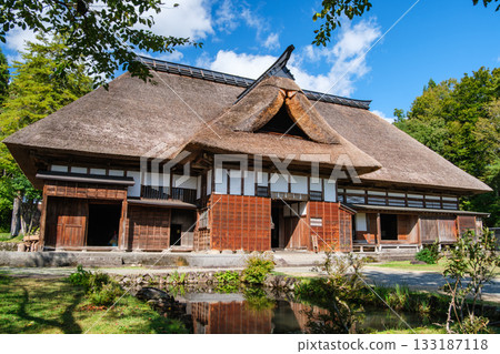 An old private house with a roofed roof 133187118