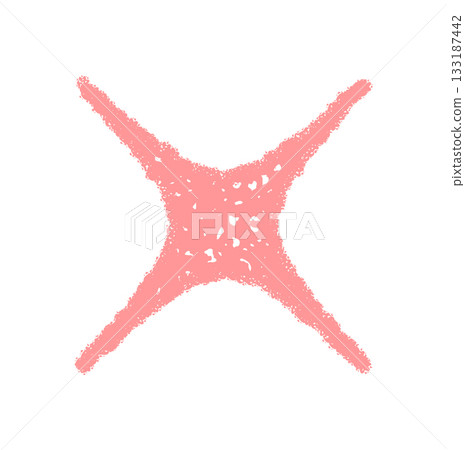 Crayon sketch starburst firework icon with festive burst and magic spark element. Pink star pattern as celebration symbol brings a scribble style for party and holiday concept, perfect for invitation 133187442
