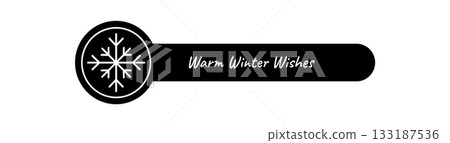 Black and white snow flake sticker with line ornament serves as winter box seal and lid label. Snowflake element ornament add a christmas touch with a simple flat style perfect for festive 133187536