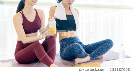 Woman taking a break during yoga 133187608