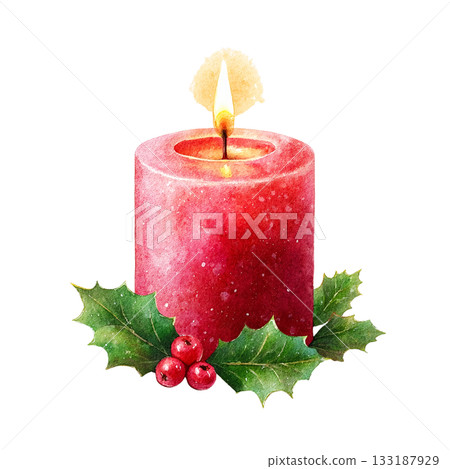 透明背景上的紅色聖誕蠟燭插圖（png格式） 133187929