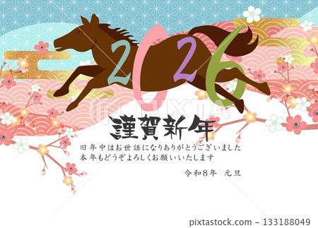 Horse New Year's card zodiac background Horse New Year's card zodiac background 133188049