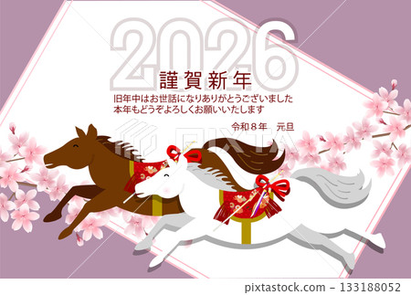 Horse New Year's card zodiac background 133188052