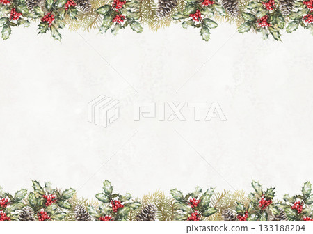 冬青和冷杉樹聖誕相框 133188204