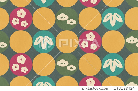 Pine, bamboo, and plum round pattern (gray) Pine, bamboo, and plum round pattern (gray) 133188424