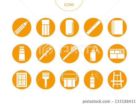 Art supplies icon pictogram vector illustration set 133188431