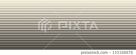 Retro linear halftone gradation texture. Fading thick to thin line gradient pattern. Parallel repeating stripe transition background. Vector horizontal strip wallpaper for overlay, print, cover design 133188878