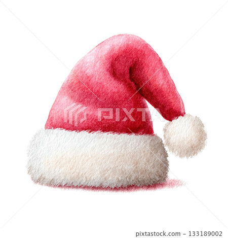 Illustration of Santa Claus' red hat on a transparent background (png) 133189002