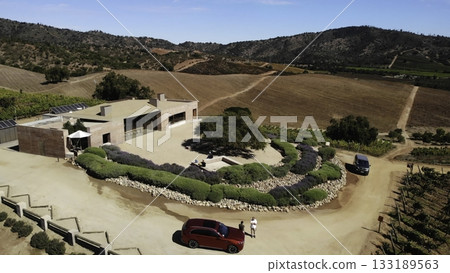 Aerial view of modern winery and vineyard estate 133189563