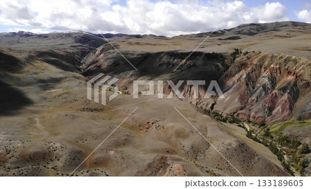 Kyzyl-chin valley, altai republic, russia: colorful martian landscape. Media Kyzyl-chin valley, altai republic, russia: colorful martian landscape. Media 133189605