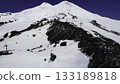 Snowcapped mount elbrus aerial view with cable car 133189818