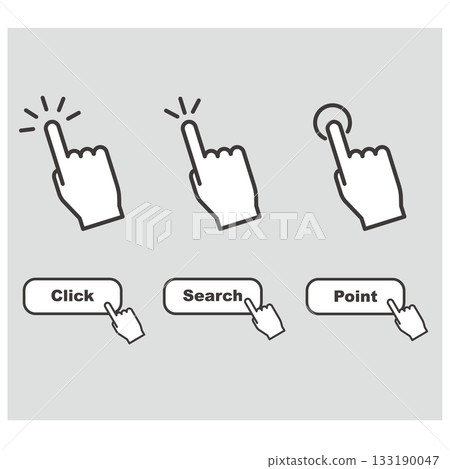 Finger icon click illustration set 133190047