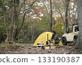 A man enjoying solo camping in autumn 133190387