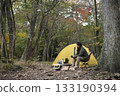 A man enjoying solo camping in autumn 133190394
