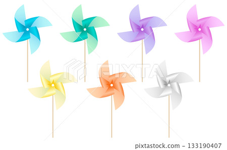 Pastel colored pinwheel illustration set 133190407