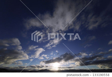 A refreshing morning sky with a variety of clouds. Winter. Ultra-wide angle. Sky-focused. 240226am 133190558