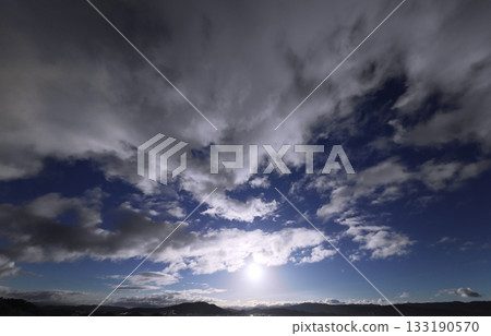 A refreshing morning sky with a variety of clouds. Winter. Ultra-wide angle. Sky-focused. 240226am A refreshing morning sky with a variety of clouds. Winter. Ultra-wide angle. Sky-focused. 240226am 133190570