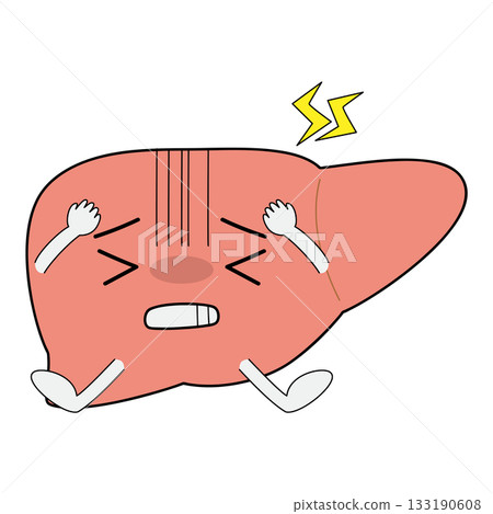 Liver character suffering from poor health 133190608