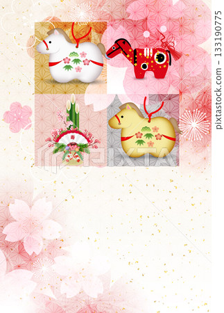 馬年賀卡十二生肖背景 133190775