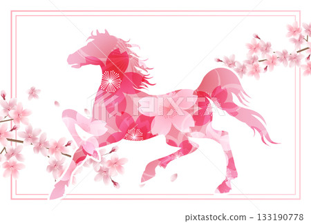 馬年賀卡十二生肖背景 133190778