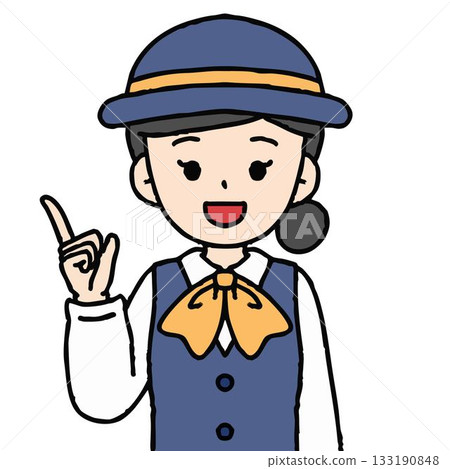 A female bus guide is giving directions A female bus guide is giving directions 133190848