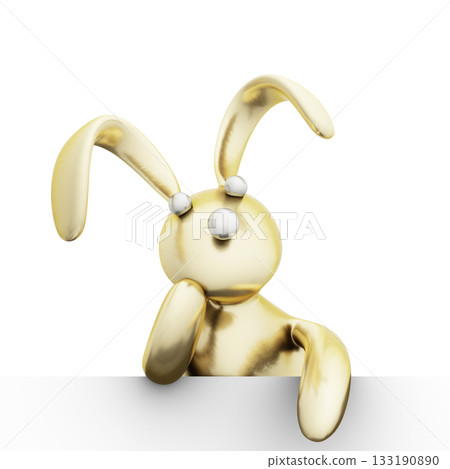 Golden Bunny Rabbit with Silver Eyes Cute, Charming and Funny Toy. 3D Illustration. File with Clipping Path. Golden Bunny Rabbit with Silver Eyes Cute, Charming and Funny Toy. 3D Illustration. File with Clipping Path. 133190890