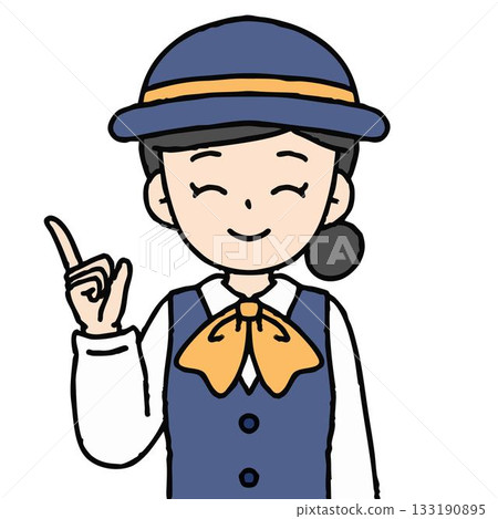 A female bus guide is giving directions 133190895