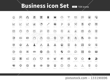 商業圖示集（104 種）單色簡約線條畫風格 133190896